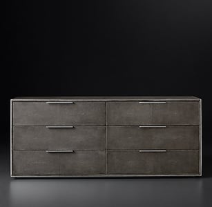Smythson Shagreen six drawer dresser in smoke and steel